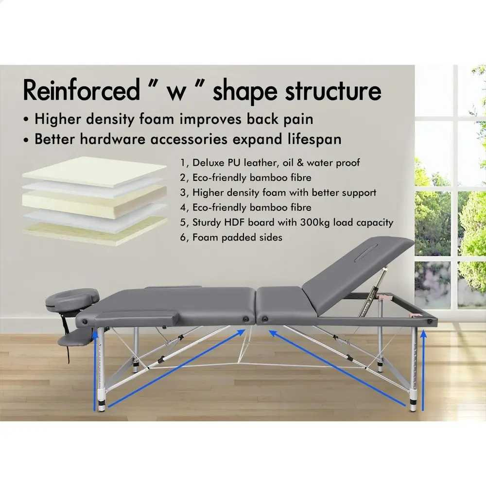 Alfordson Massage Table 3 Fold 65cm Grey