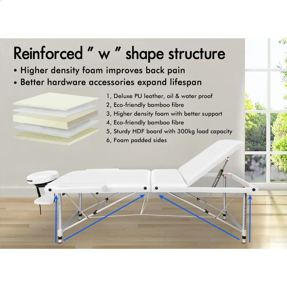 Alfordson Massage Table 3 Fold 65cm White