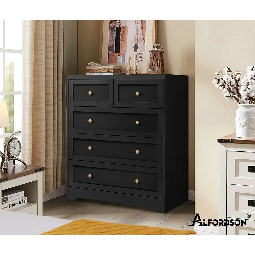 Alfordson 5 Chest of Drawers Hamptons Black