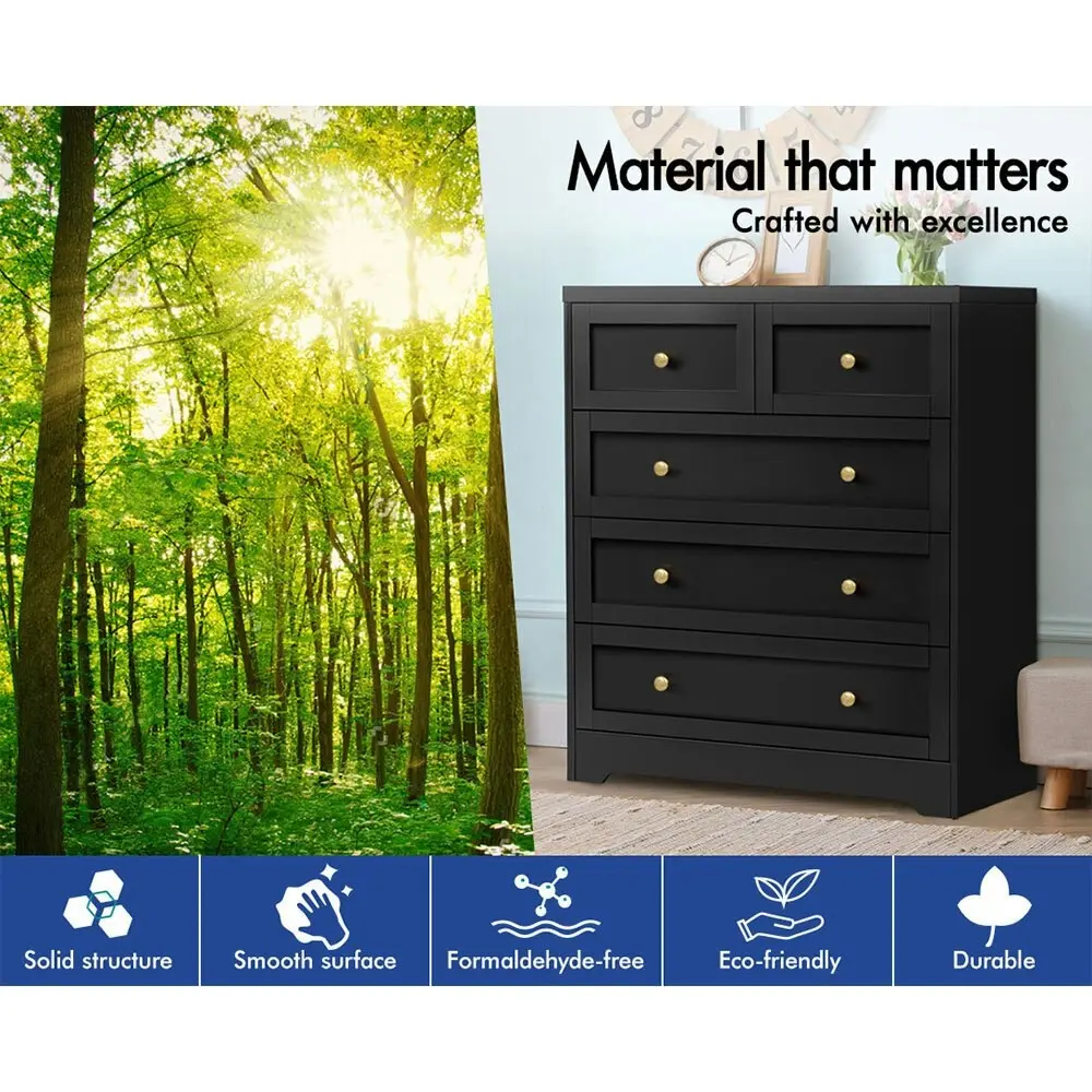 Alfordson 5 Chest of Drawers Hamptons Black