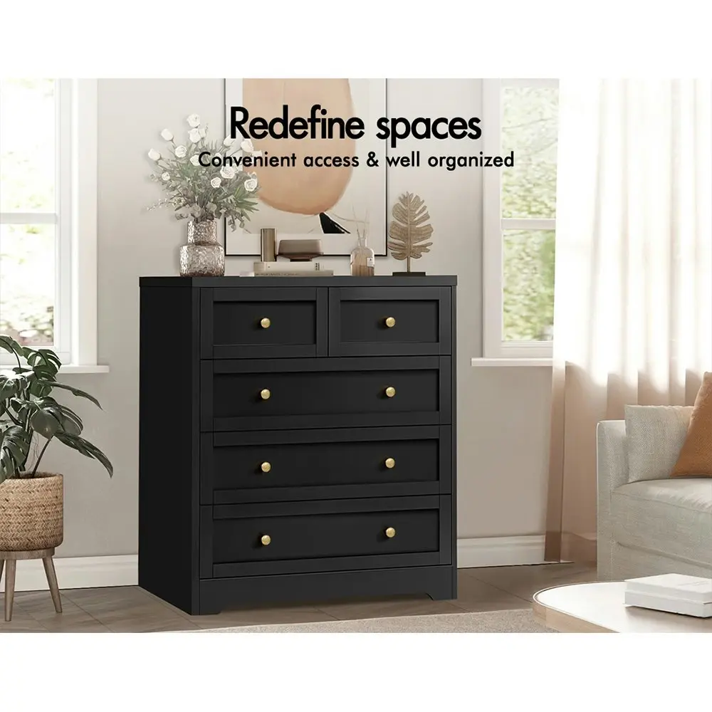 Alfordson 5 Chest of Drawers Hamptons Black