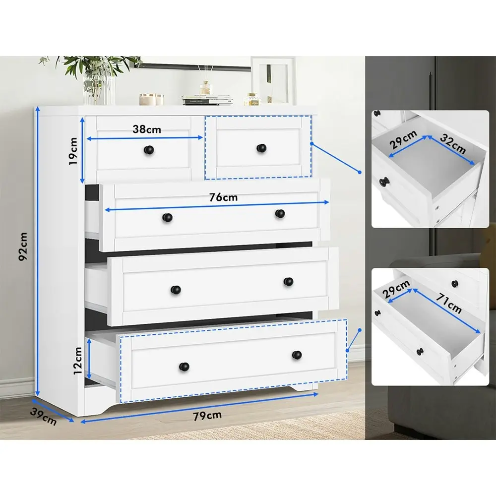 Alfordson 5 Chest of Drawers Hamptons White