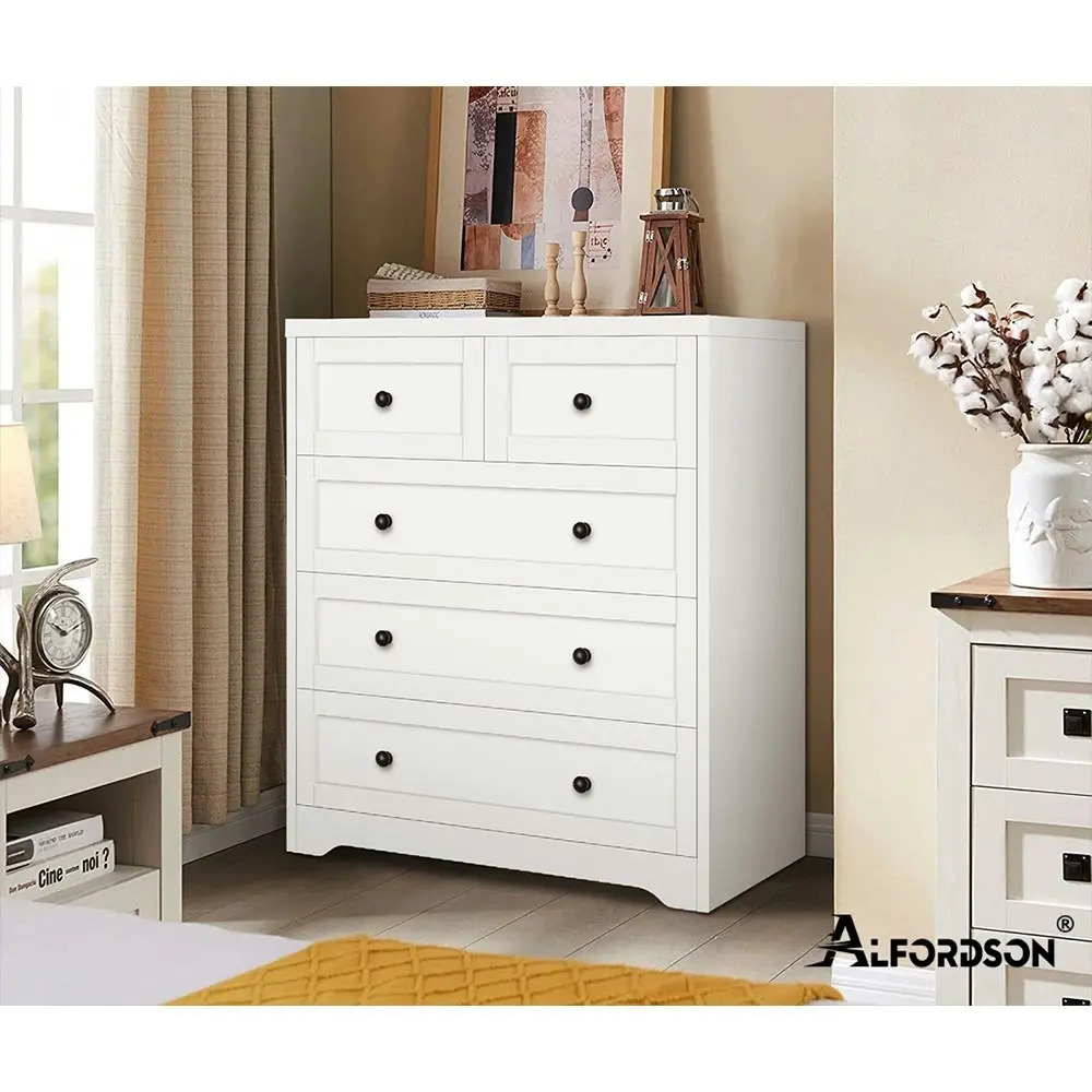 Alfordson 5 Chest of Drawers Hamptons White