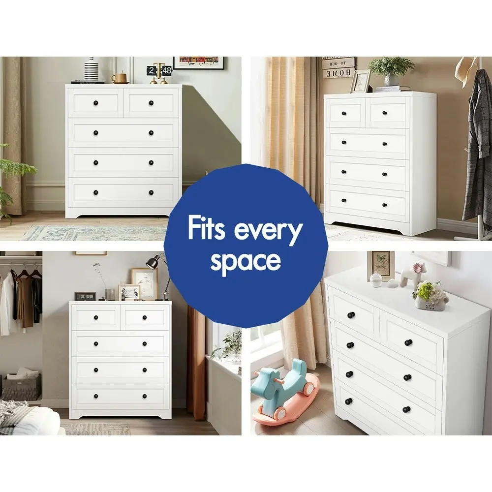 Alfordson 5 Chest of Drawers Hamptons White