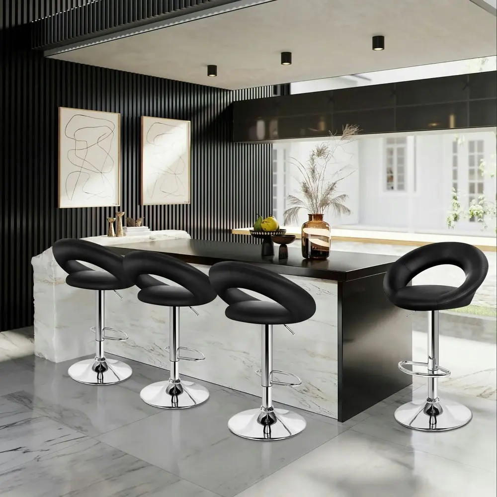 Alfordson Bar Stools Kitchen Swivel Bar Stools Black Ovadia x4