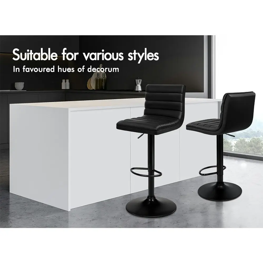 Alfordson Bar Stools Kitchen Swivel All Black Ruel x2