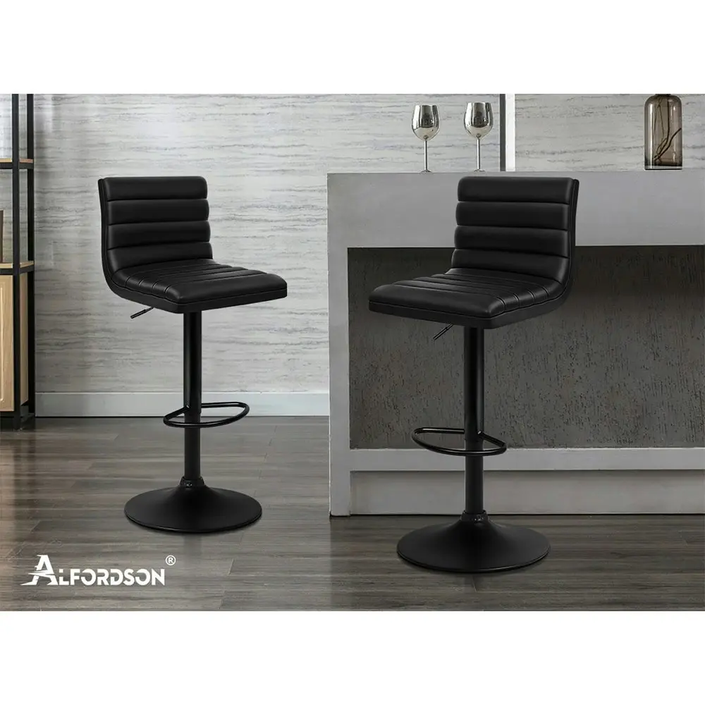 Alfordson Bar Stools Kitchen Swivel All Black Ruel x2