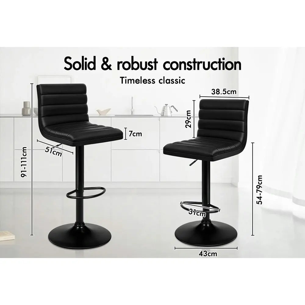 Alfordson Bar Stools Kitchen Swivel All Black Ruel x2