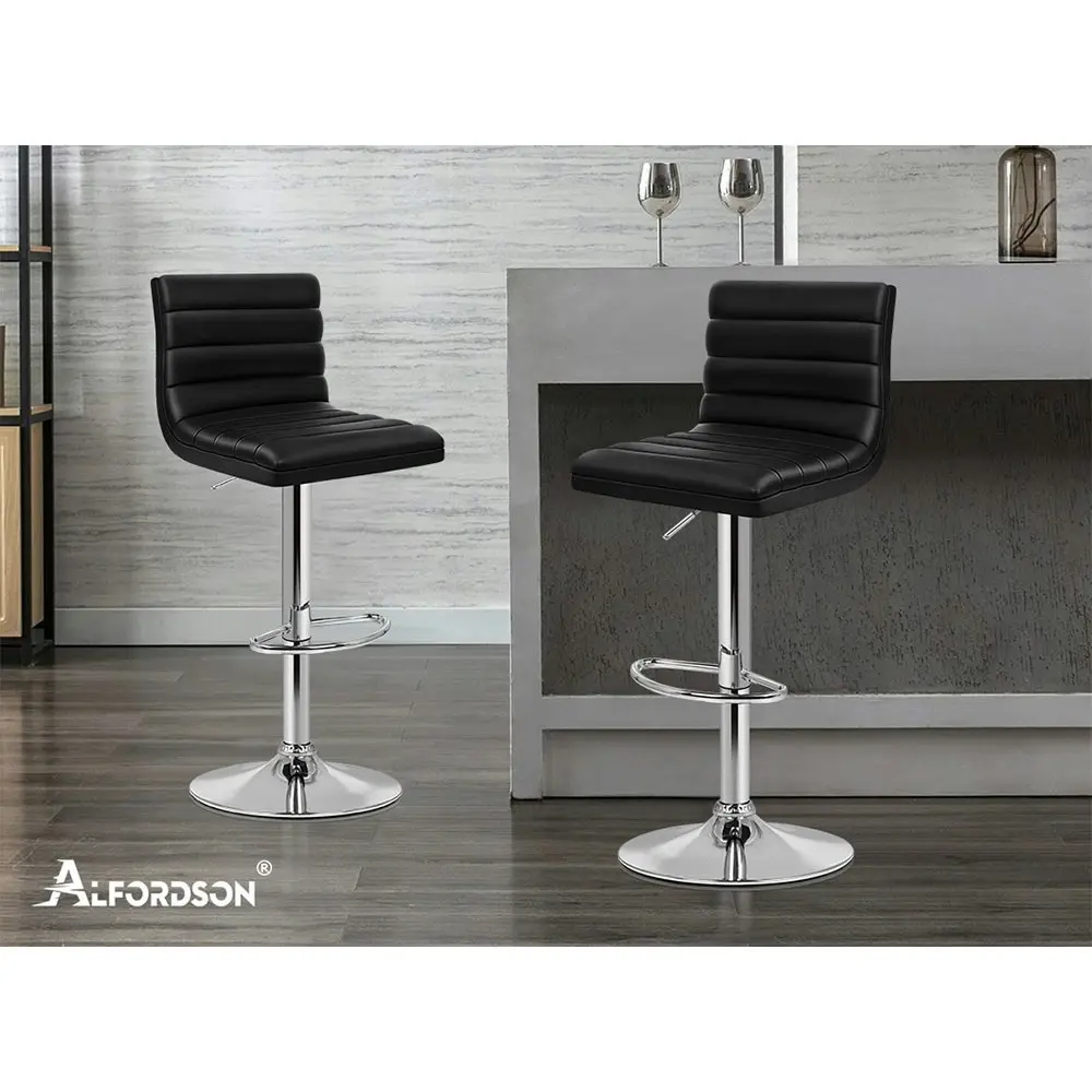 Alfordson Bar Stools Kitchen Swivel Black Ruel x2