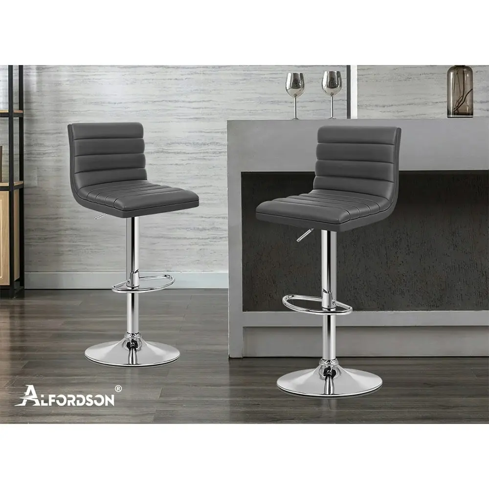 Alfordson Bar Stools Kitchen Swivel Grey Ruel x2