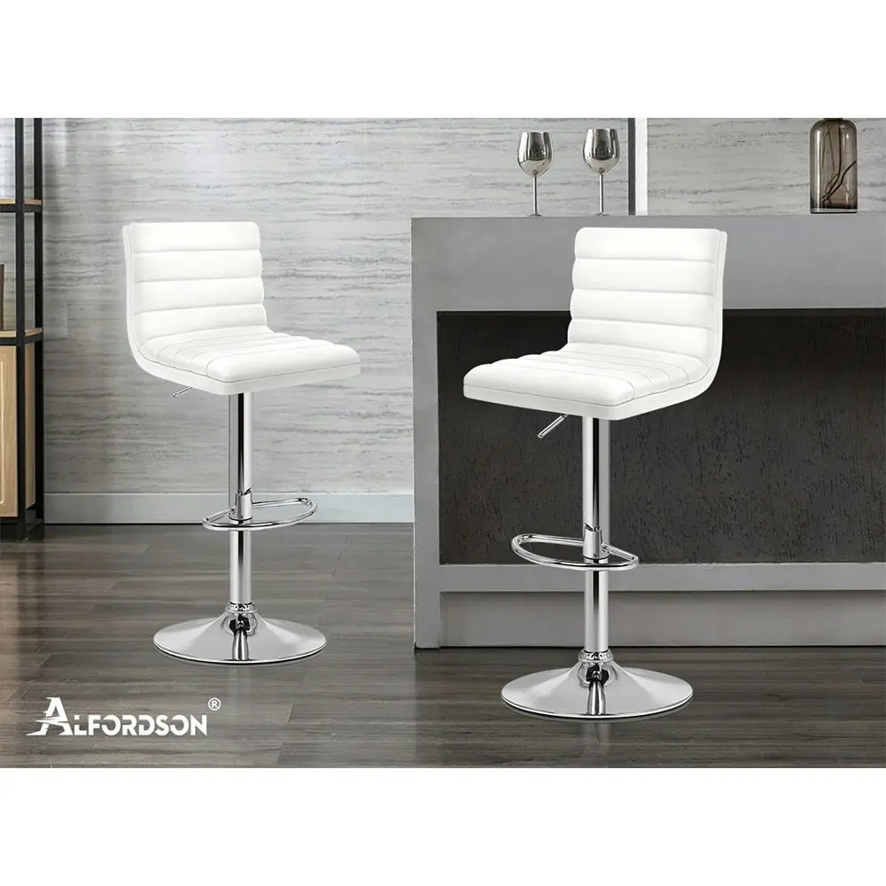 Alfordson Bar Stools Kitchen Swivel White Ruel x2