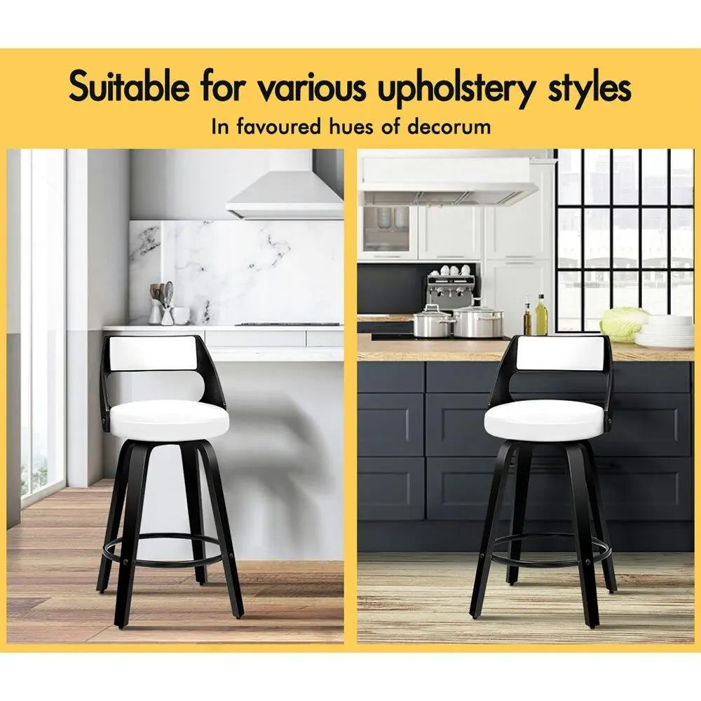 Alfordson Set of 2 Eden Elegant Modern Style Bar Stools (Black, White)