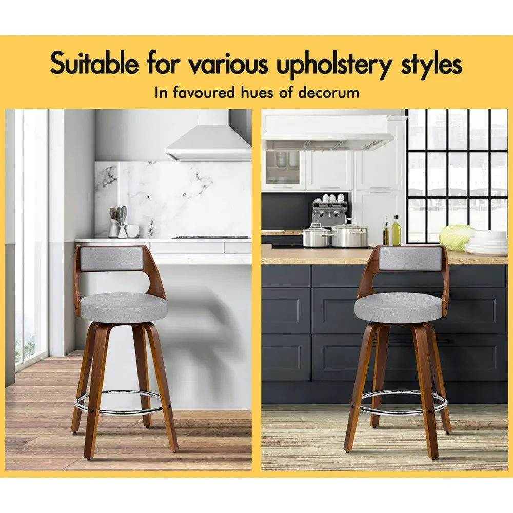 Alfordson Set of 2 Eden Elegant Modern Style Bar Stools (Light Grey)