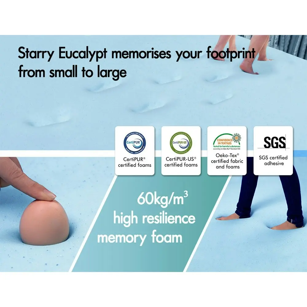 Starry Eucalypt Memory Foam Mattress Topper Airflow Wave 5cm Double