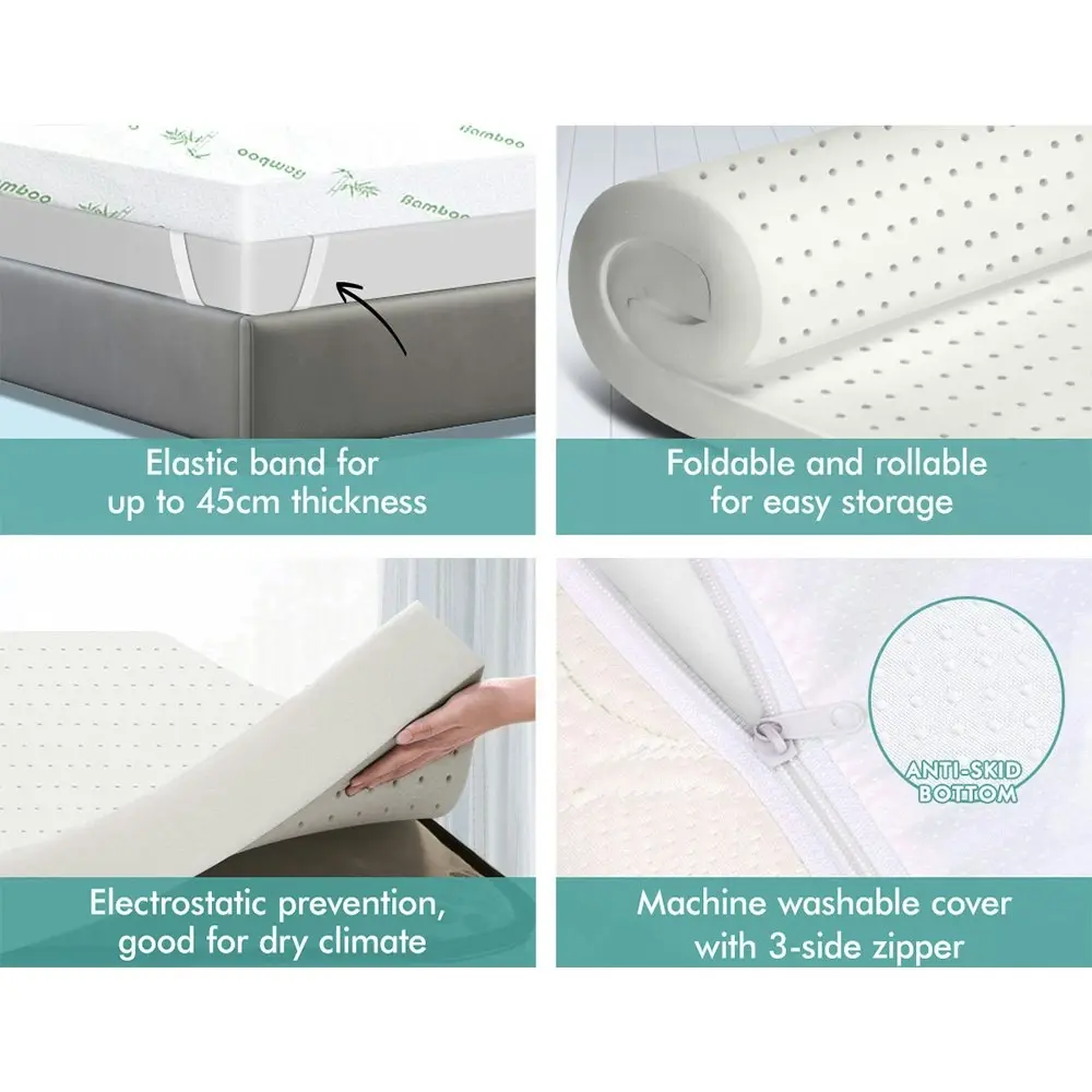 Starry Eucalypt Memory Foam Topper Ventilated Mattress Bamboo Cover 8cm KS