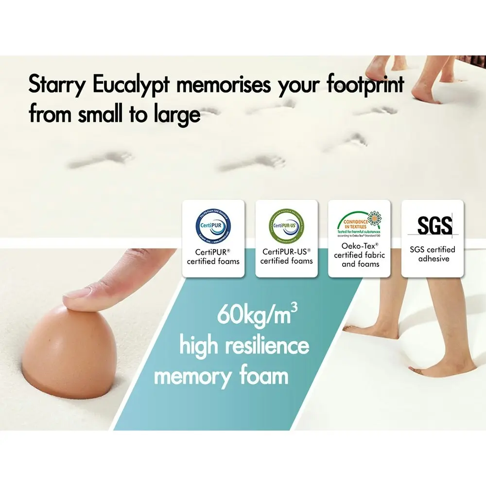 Starry Eucalypt Memory Foam Topper Ventilated Mattress Bamboo Cover 8cm Single