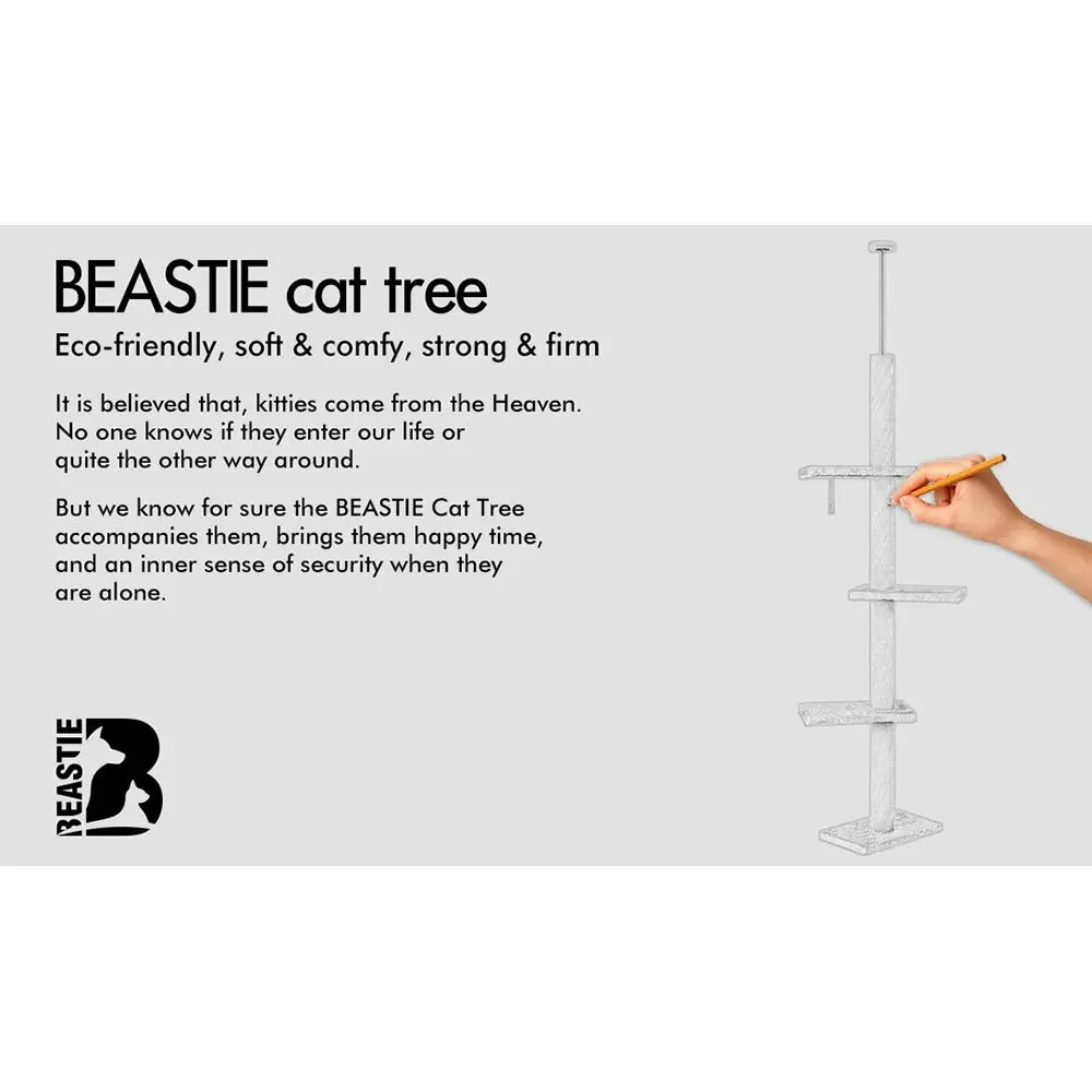 BEASTIE Cat Tree 230-286cm Beige Scratching Post Scratcher Tower