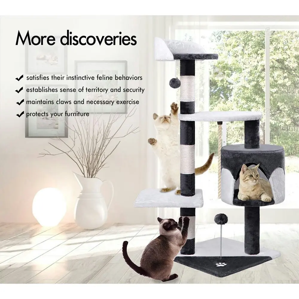 BEASTIE Cat Tree 112cm Scratching Post Scratcher Tower Wood