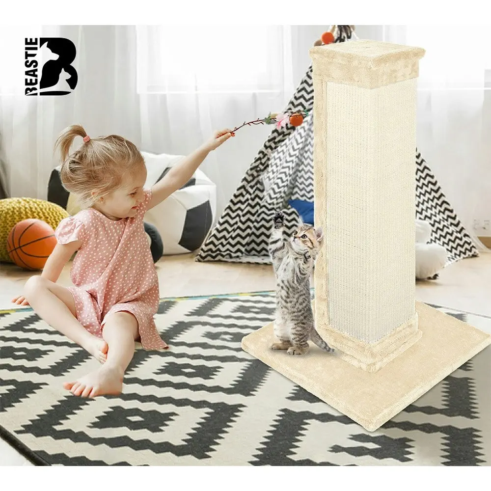 BEASTIE Cat Tree 92cm Beige Scratcher Tower Scratching Post