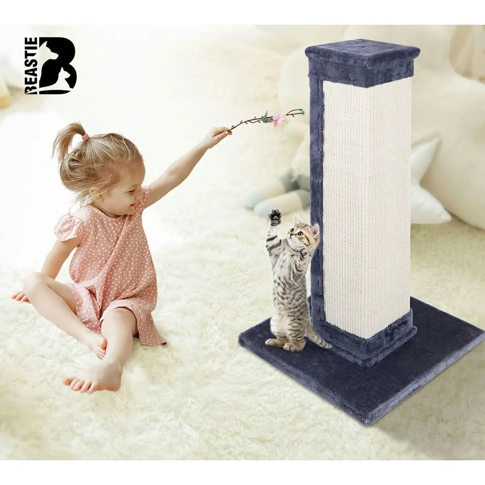 BEASTIE Cat Tree 92cm Grey Scratching Post Scratcher Tower Wood