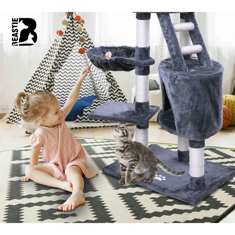 BEASTIE Cat Tree 120cm Grey Scratching Post Scratcher Tower