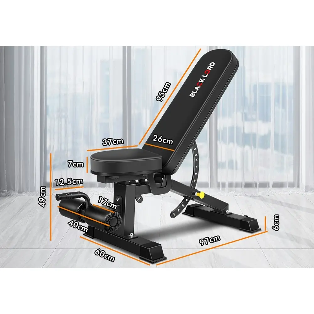 Black Lord Commercial Weight Bench FID Bench Flat Incline Decline Press Gym