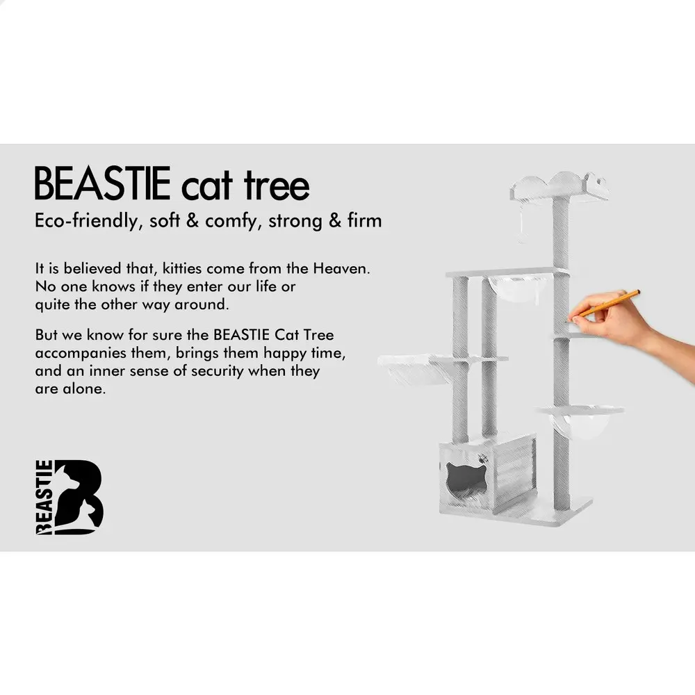 BEASTIE Cat Tree 158cm Wood Tower Scratching Post Scratcher