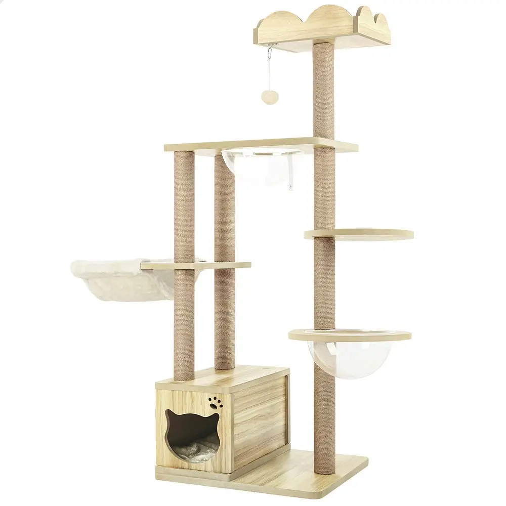 BEASTIE Cat Tree 158cm Wood Tower Scratching Post Scratcher