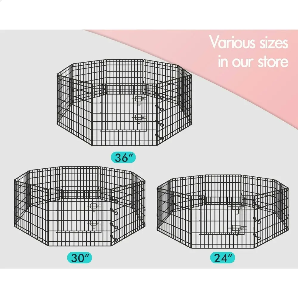 BEASTIE Pet Playpen 36 inch Large 8 Panel Fence Enclosure Dog Metal Exercise Pen