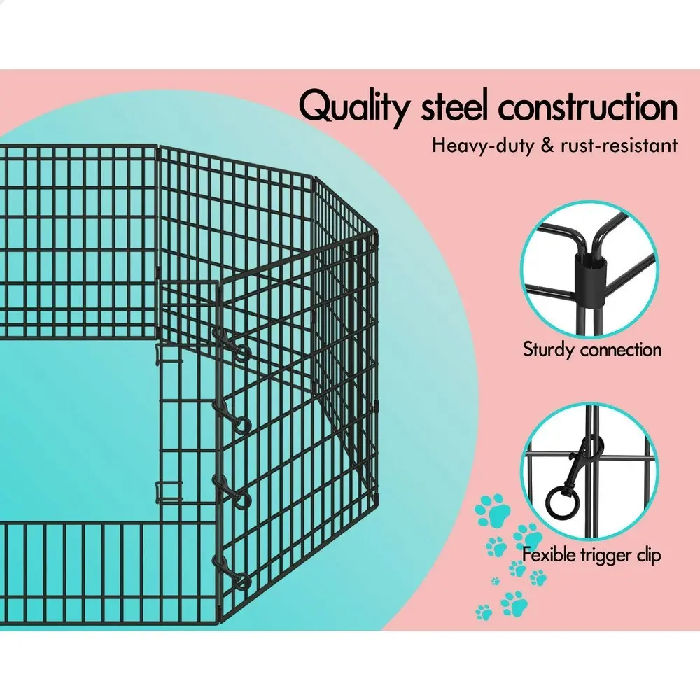 BEASTIE Pet Playpen 36 inch Large 8 Panel Fence Enclosure Dog Metal Exercise Pen