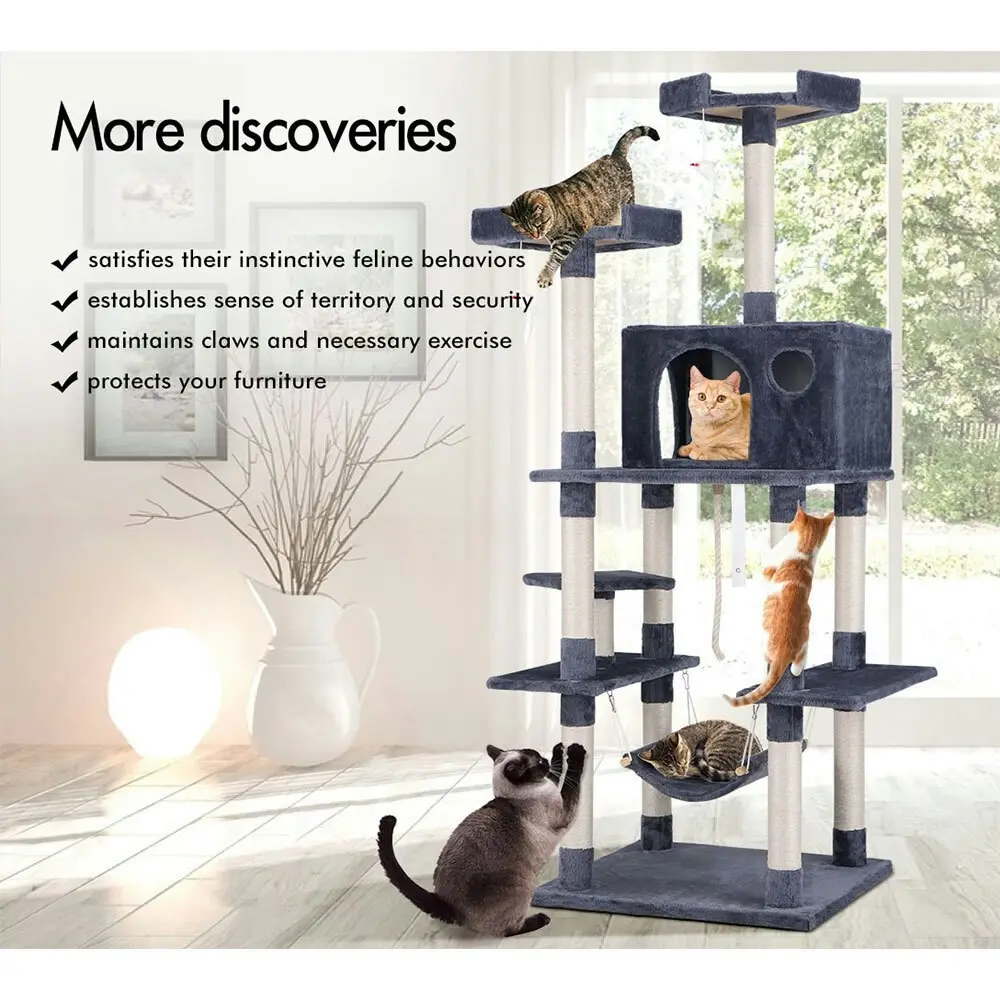 BEASTIE Cat Tree 184cm Grey Scratching Post Scratcher Tower