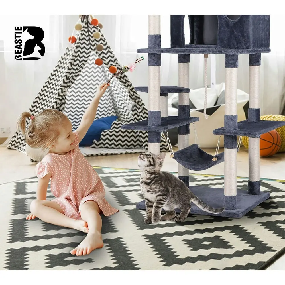 BEASTIE Cat Tree 184cm Grey Scratching Post Scratcher Tower