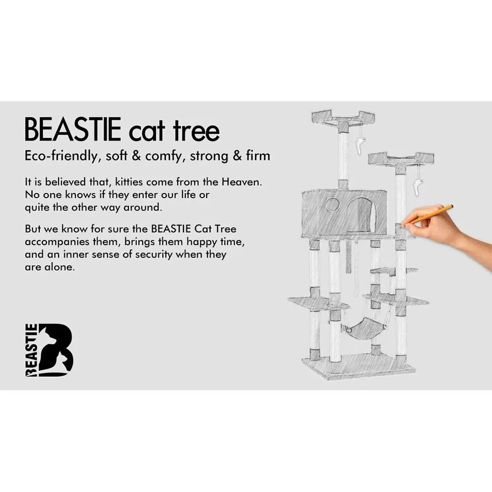 BEASTIE Cat Tree 184cm Grey Scratching Post Scratcher Tower