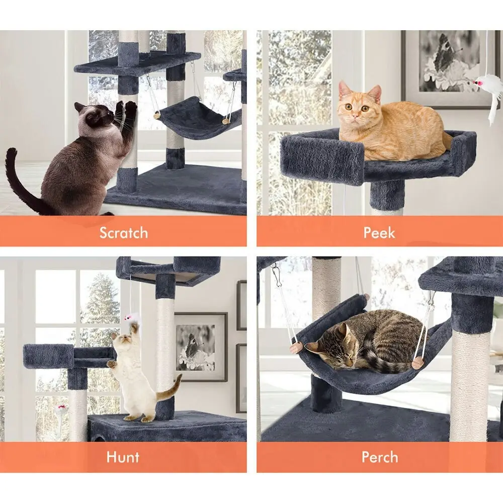 BEASTIE Cat Tree 184cm Grey Scratching Post Scratcher Tower