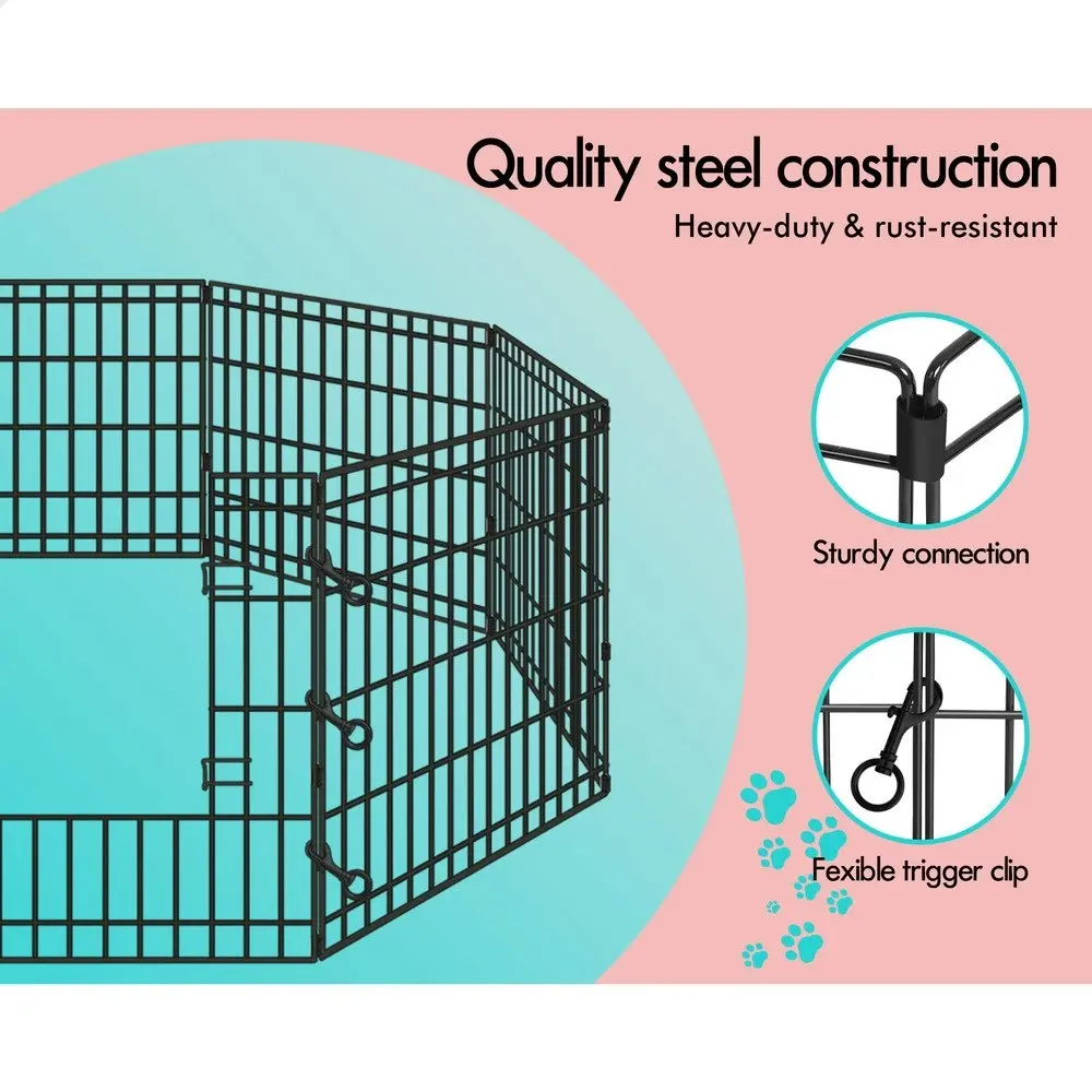 BEASTIE Pet Playpen 24 inch Large 8 Panel Exercise Pen Fence Enclosure Dog Metal