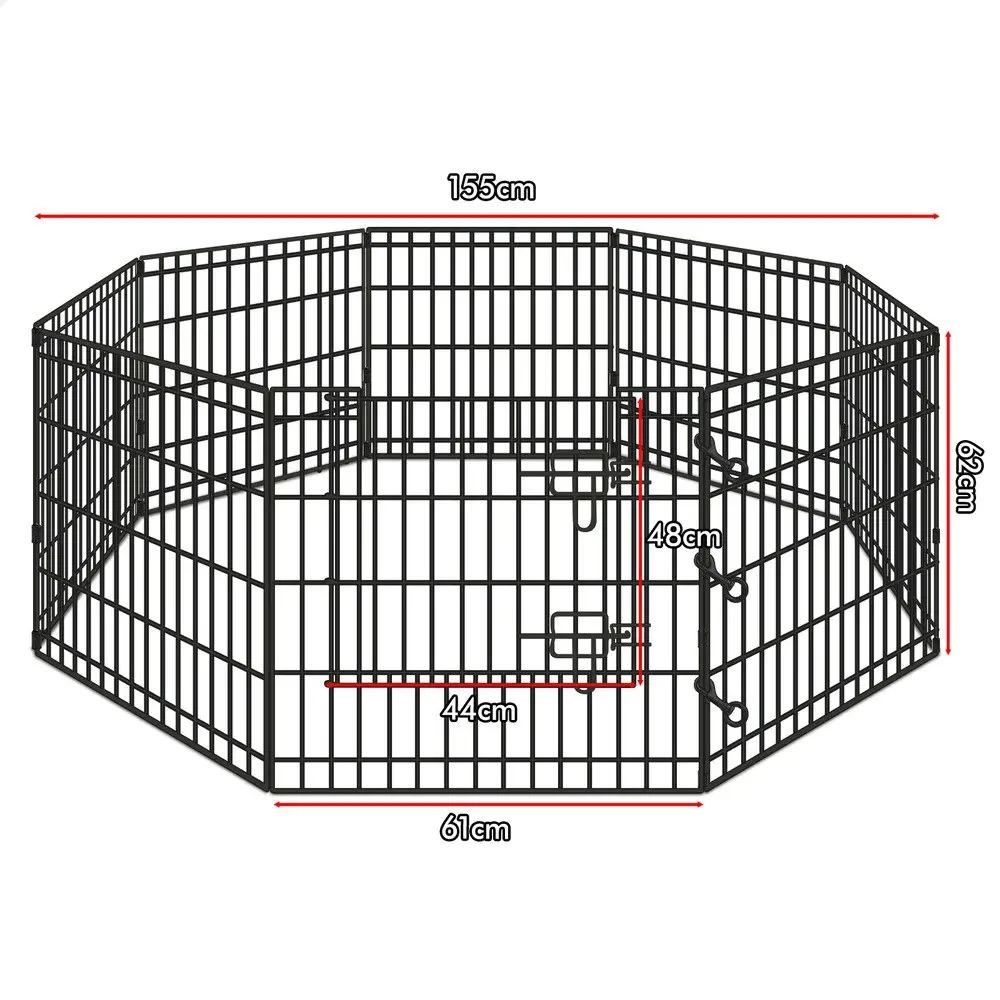 BEASTIE Pet Playpen 24 inch Large 8 Panel Exercise Pen Fence Enclosure Dog Metal