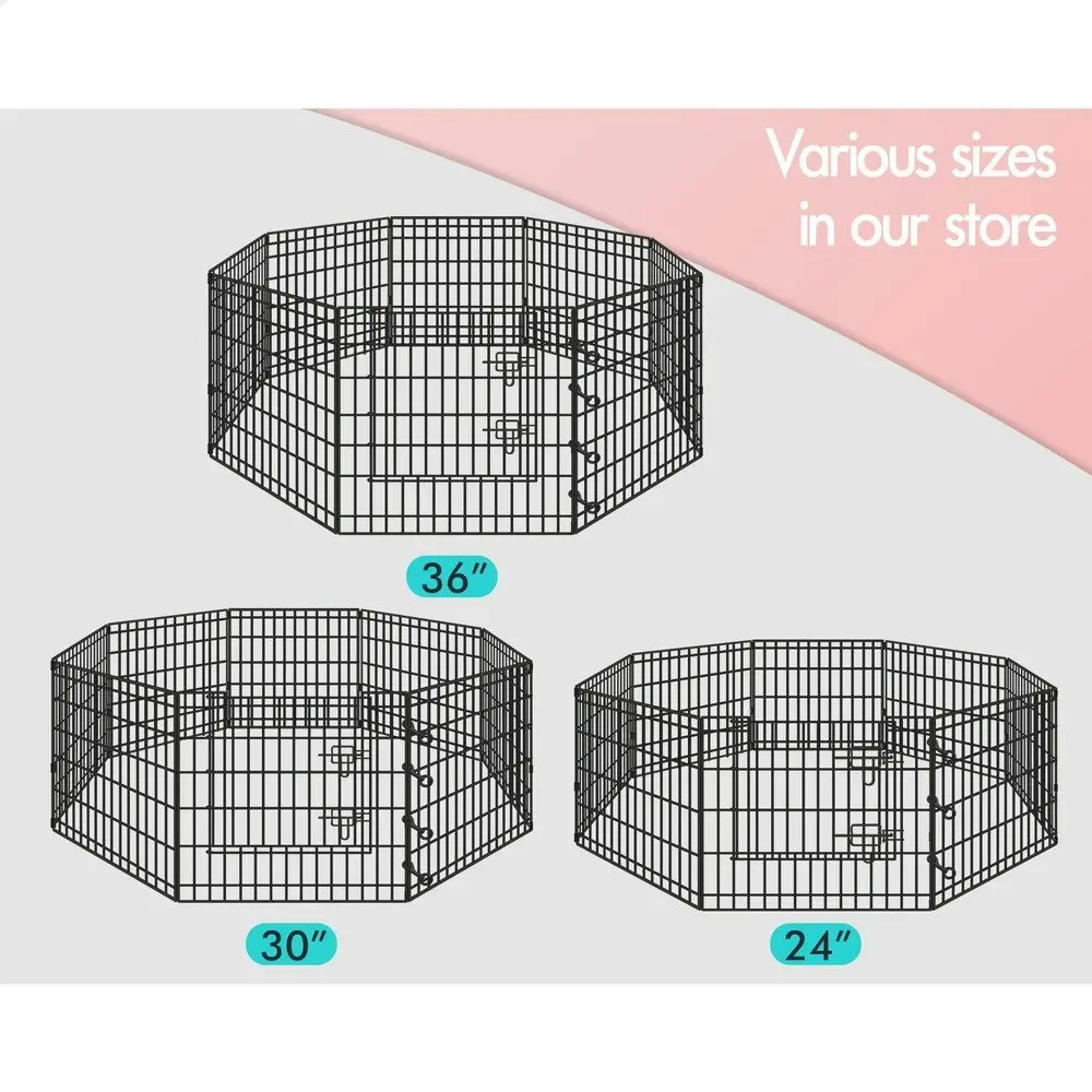 BEASTIE Pet Playpen 24 inch Large 8 Panel Exercise Pen Fence Enclosure Dog Metal