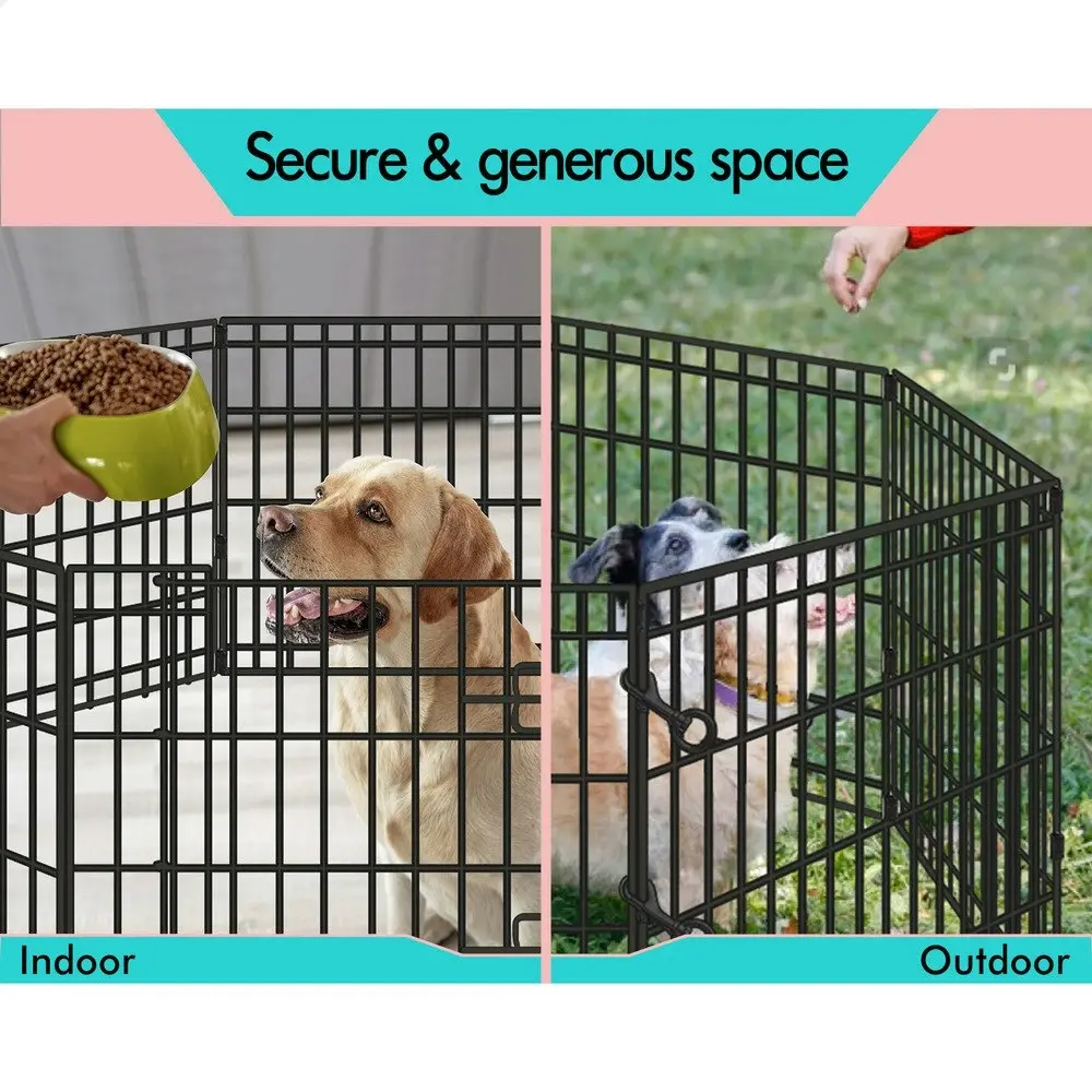 BEASTIE Pet Playpen 24 inch Large 8 Panel Exercise Pen Fence Enclosure Dog Metal