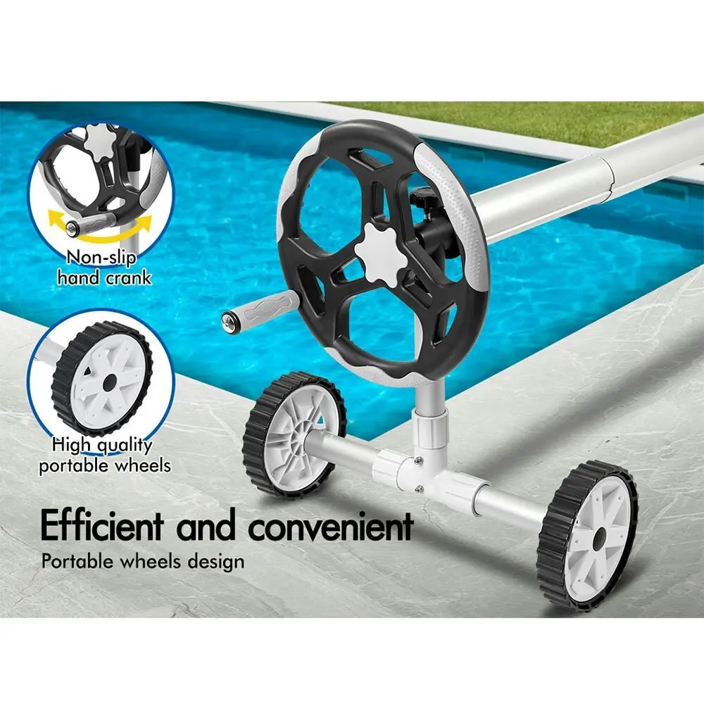 Alfordson Pool Cover Roller 4.5m Adjustable Solar Blanket Reel Swimming Grey