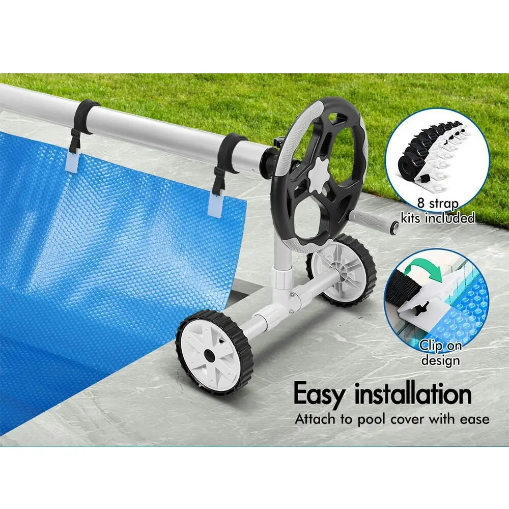 Alfordson Pool Cover Roller 4.5m Adjustable Solar Blanket Reel Swimming Grey