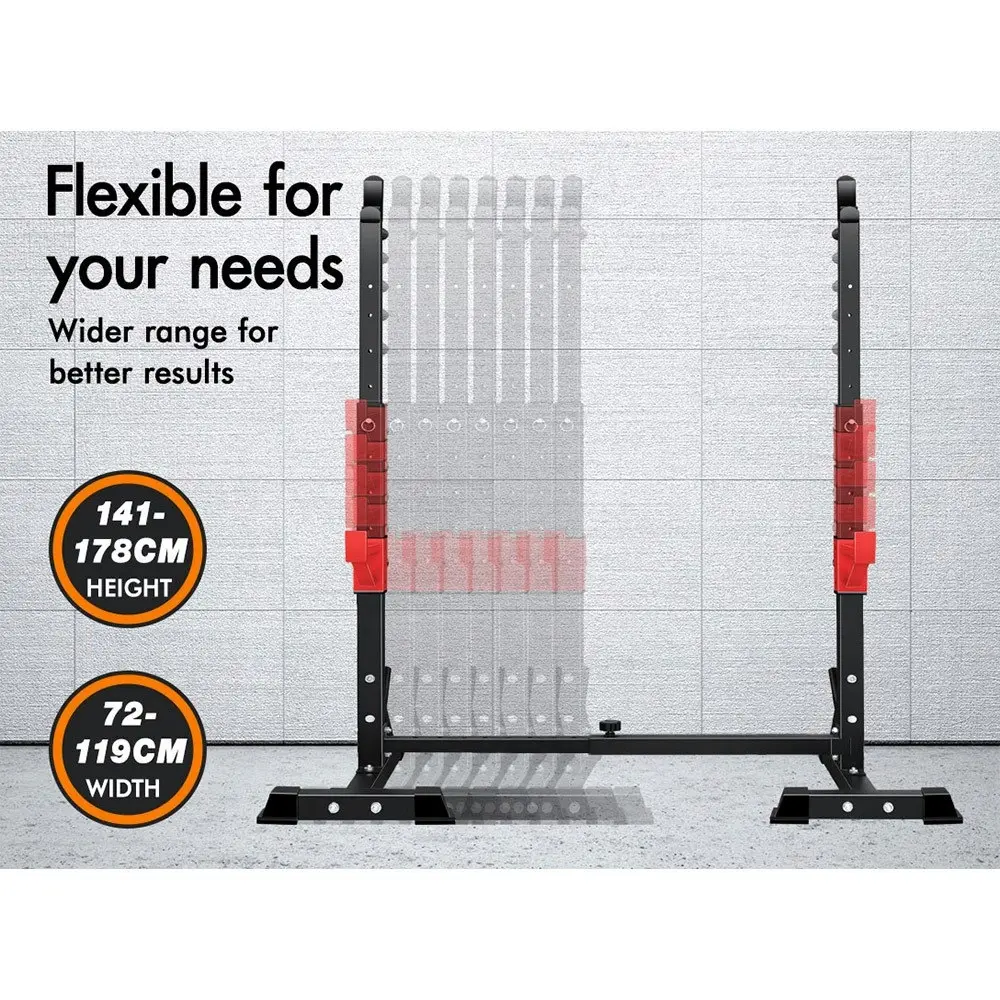 Black Lord Adjustable Squat Rack Fitness Weight Bench Lifting Barbell Stand Gym