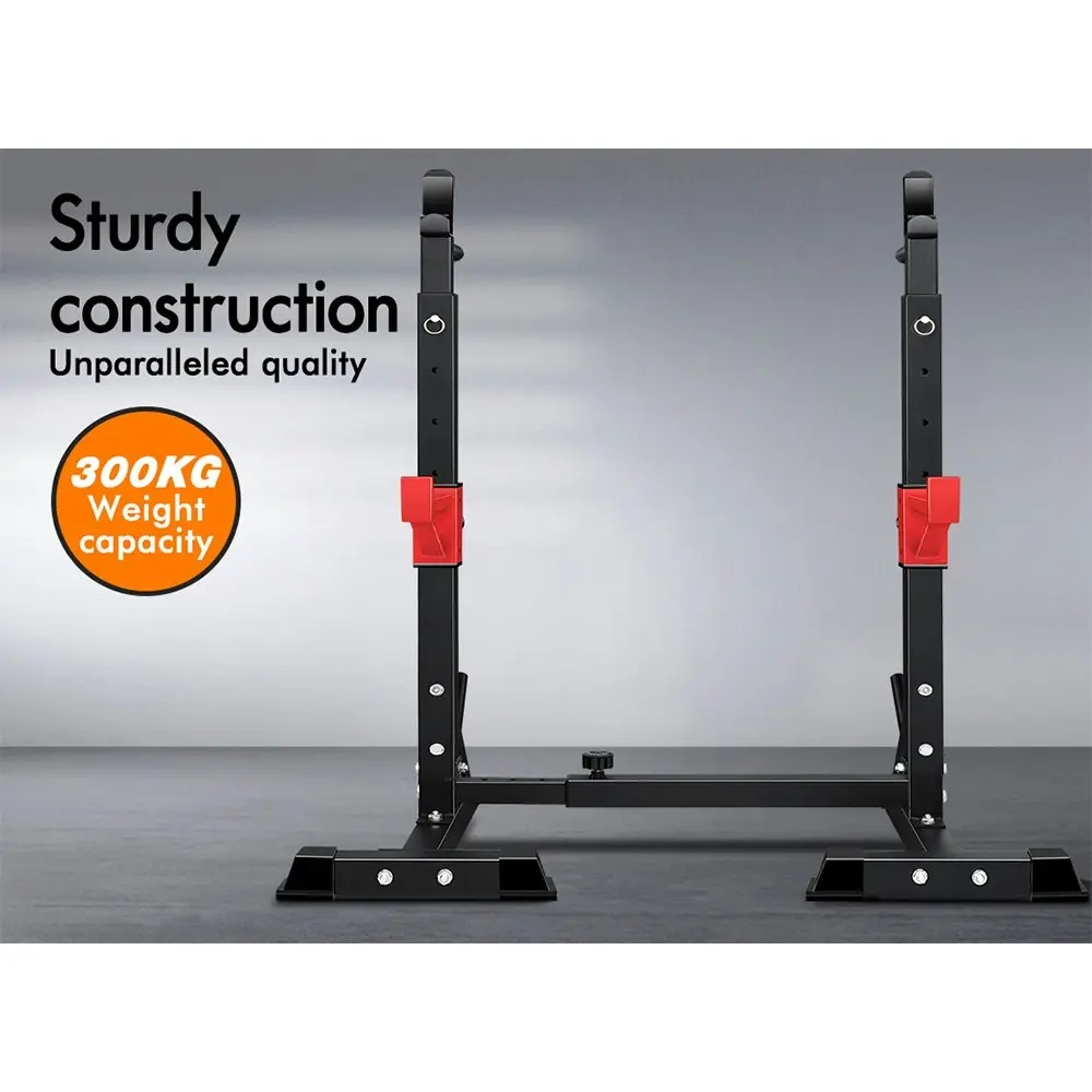 Black Lord Adjustable Squat Rack Fitness Weight Bench Lifting Barbell Stand Gym