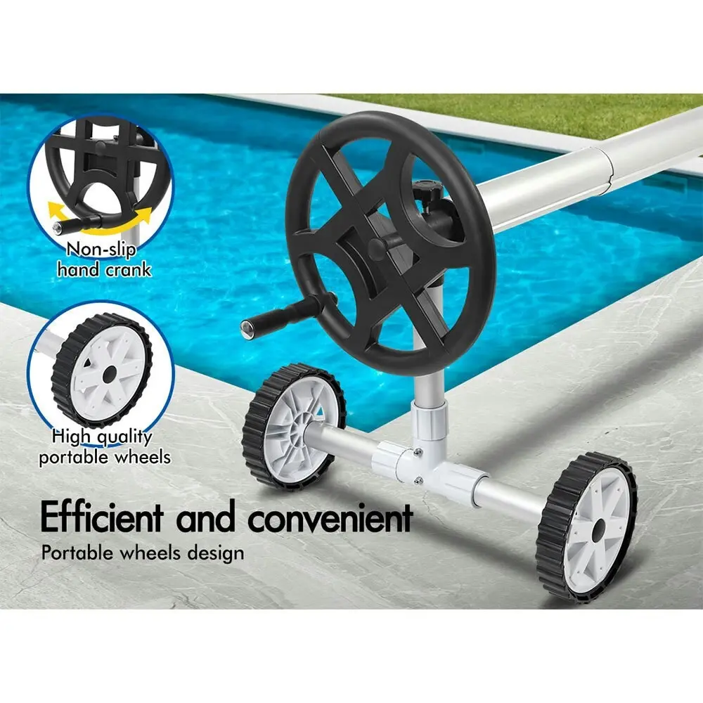 Alfordson Pool Cover Roller 4.5m Adjustable Solar Blanket Reel Swimming Black