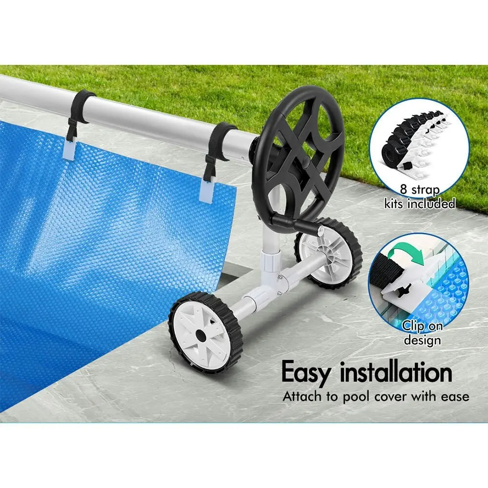 Alfordson Pool Cover Roller 4.5m Adjustable Solar Blanket Reel Swimming Black