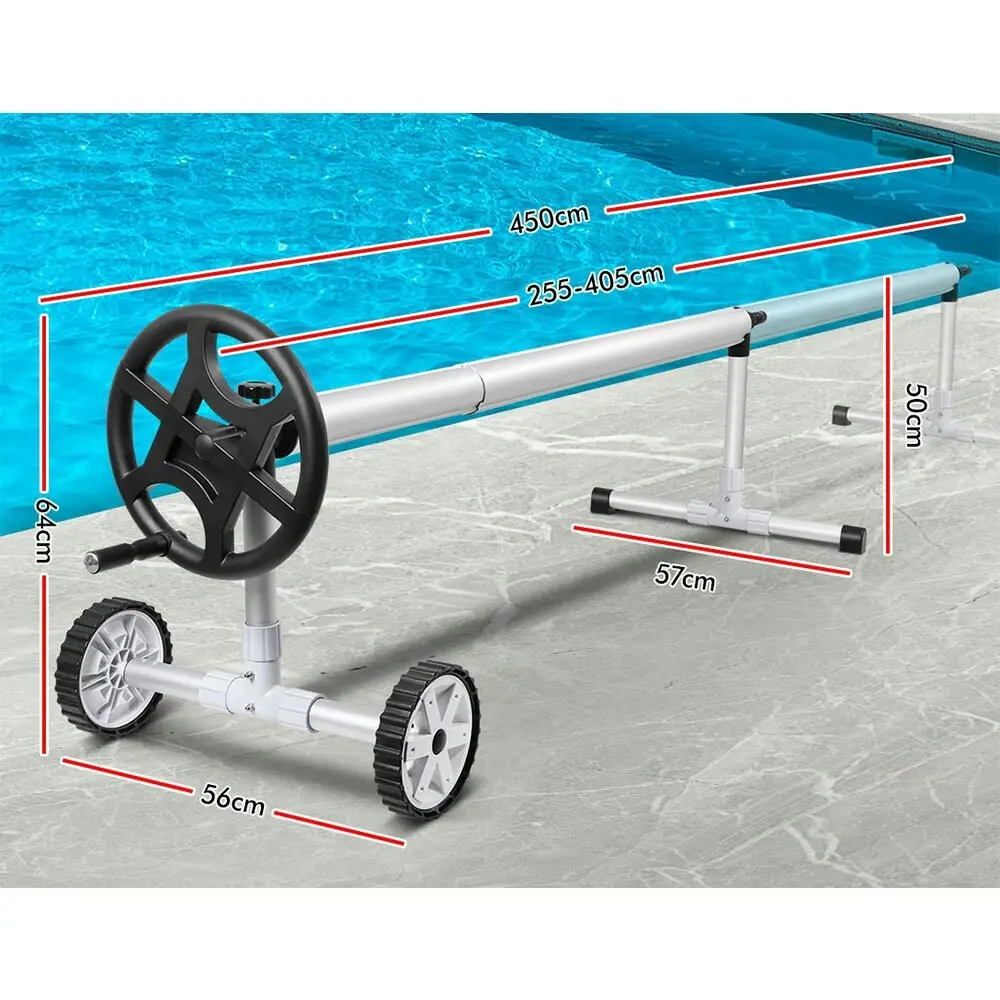 Alfordson Pool Cover Roller 4.5m Adjustable Solar Blanket Reel Swimming Black