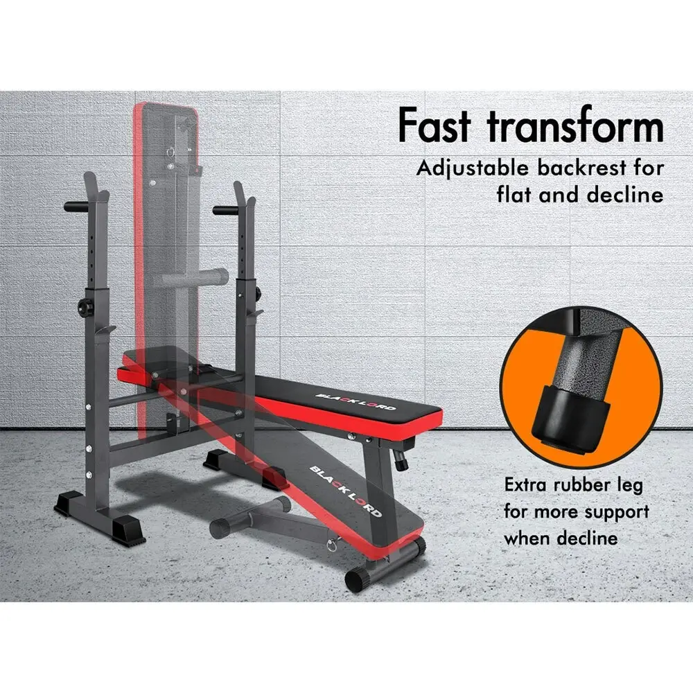 Black Lord Weight Bench Press Squat Rack Incline Fitness Home Gym Equipment