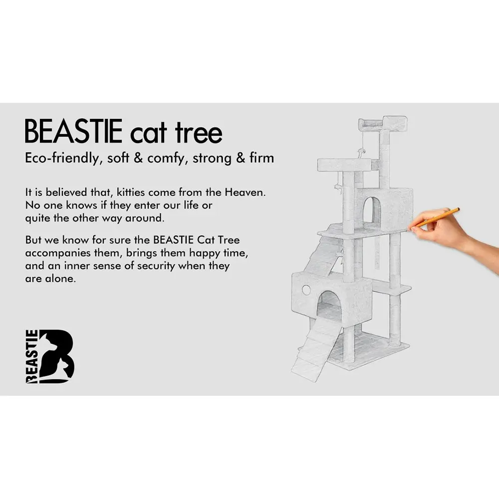 BEASTIE Cat Tree 100cm Black Scratcher Tower Scratching Post