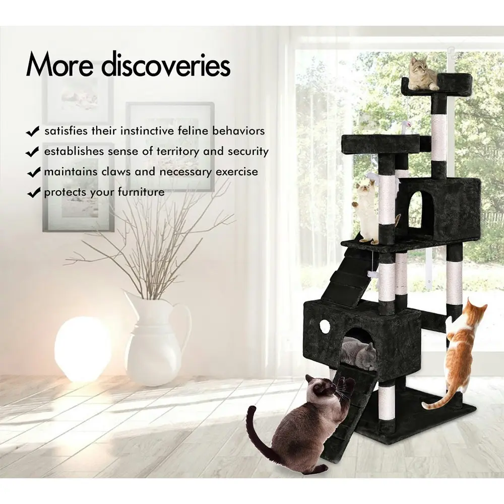 BEASTIE Cat Tree 100cm Black Scratcher Tower Scratching Post