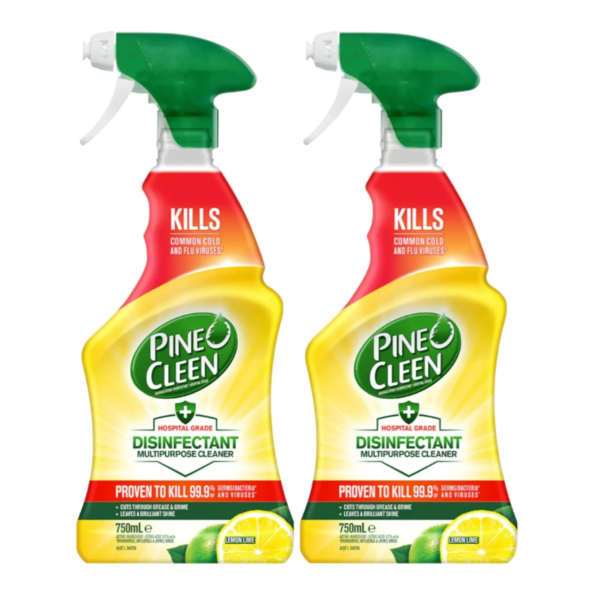 2 x 750mL Pine O Cleen Disinfectant Spray Lemon Lime