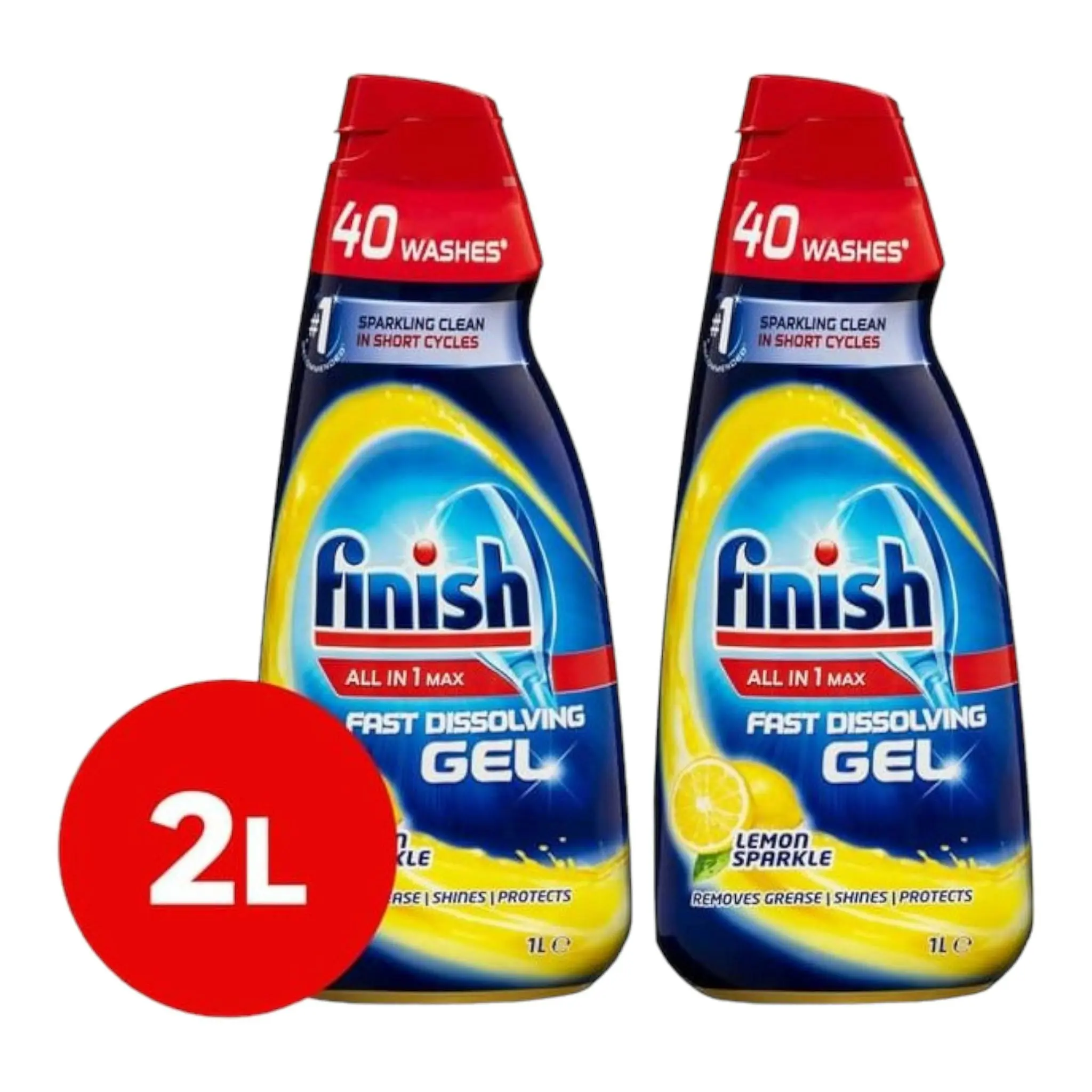 2 x Finish All In 1 Max Dishwashing Gel Lemon 1L